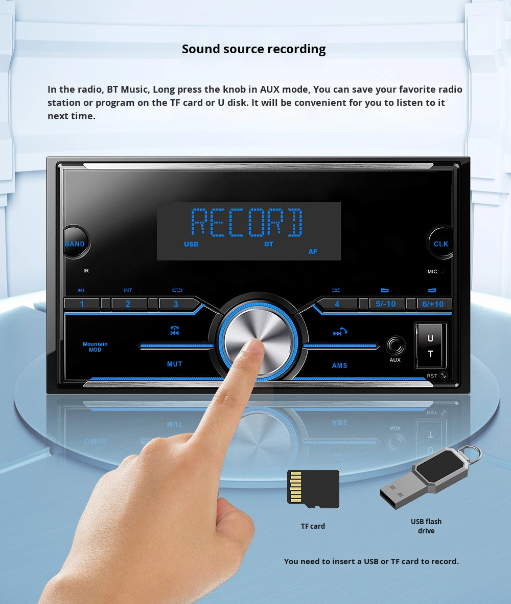 Creatall 12V Dual-Disk Car MP3 Player Smart for Bluetooth Car Amplifier Radio Colorful Light Aux SD Card Connection 1-Year