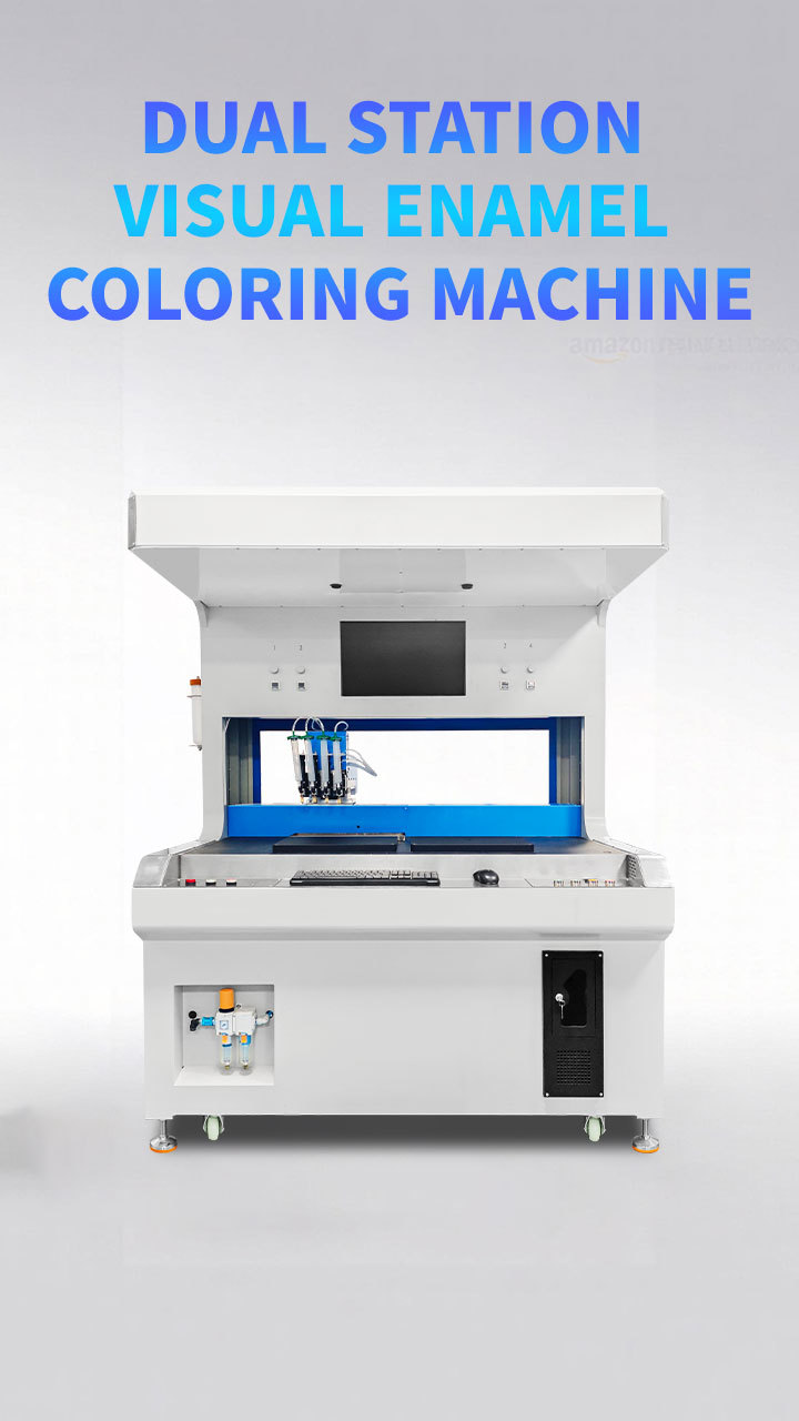 Automatic 4 Colors Dual Station Visual Enamel Dispensing Coloring Machine for Making Lapel Pins Badge