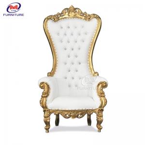Buy cheap Tall Princess White Gold Royal Throne Chair Wedding product