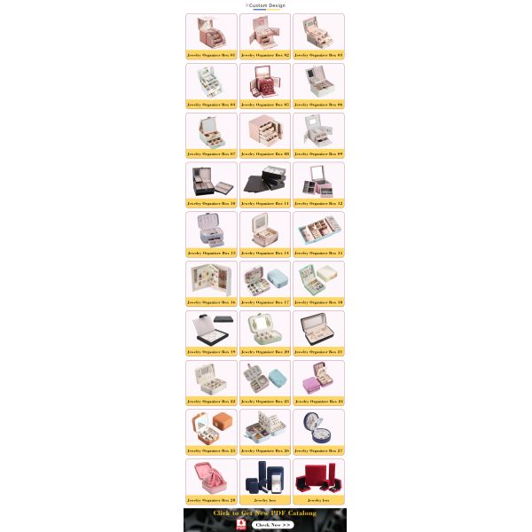 Scratch Proof Luxury PU Leather Velvet Lined Jewelry Box Ring Earring Necklace Organizer