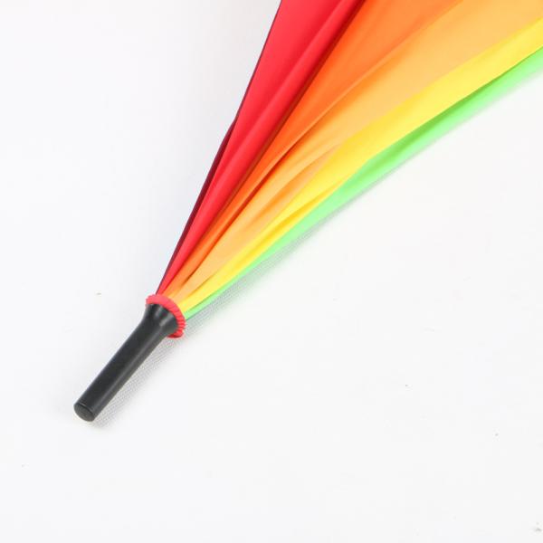 Colorful J Handle Umbrella , High End Rainbow Umbrella With Printed Logo