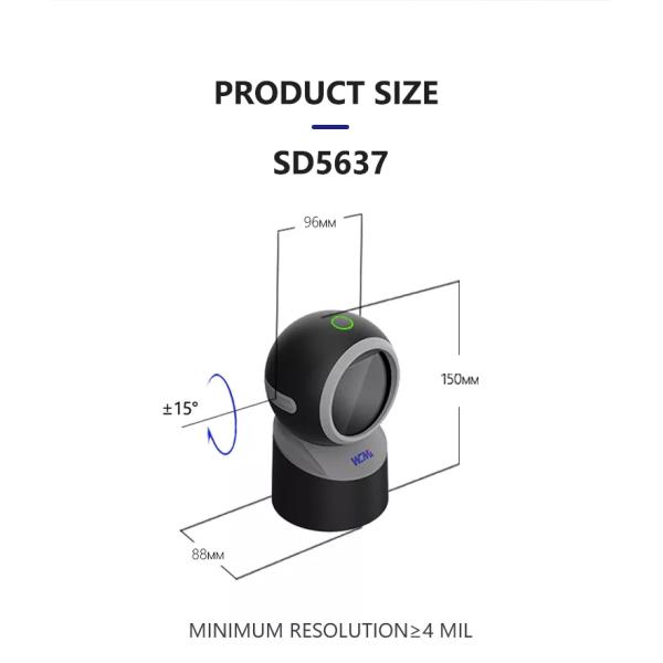 WCMI 1d&2d Hands Free Bar Code Cord Scanner High Speed Barcode Reader Desktop QR 2d Scanner Work With Printer
