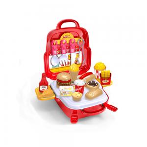 China Kids Kitchen Toys Pretend Play Hamburger Backpack 3 in 1 Set Toy Food Model Toy Playing on sale