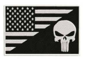 China USA FLAG SKULL Iron On Embroidered Patch Black White Army Military Flag Patch on sale