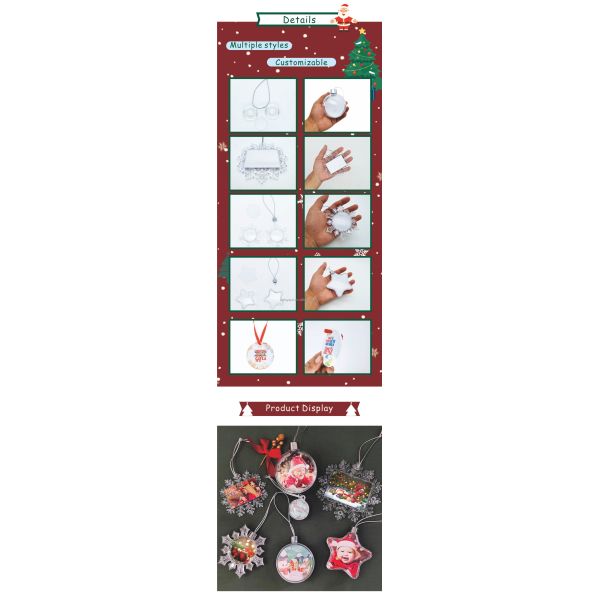 ZELOYAUT Sublimation Christmas Various Shape Ball Blanks Sublimation Blanks Christmas Ornaments for Christmas Tree Decor
