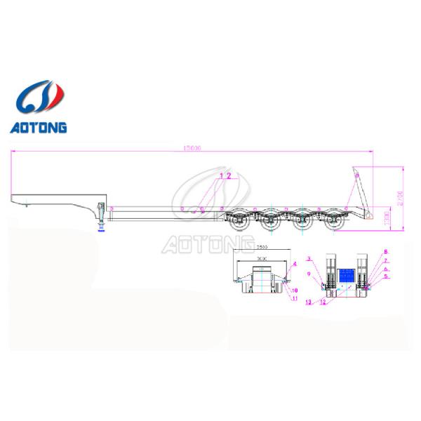 Semi-Trailer 4 Axles 13.73m 75 Tons 80ton Lowbed Flat Low Bed Loader in Qatar