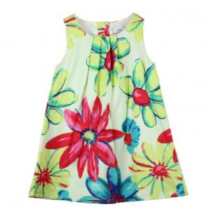 Buy cheap girl dress with print flower , 100% cotton 4-14T product