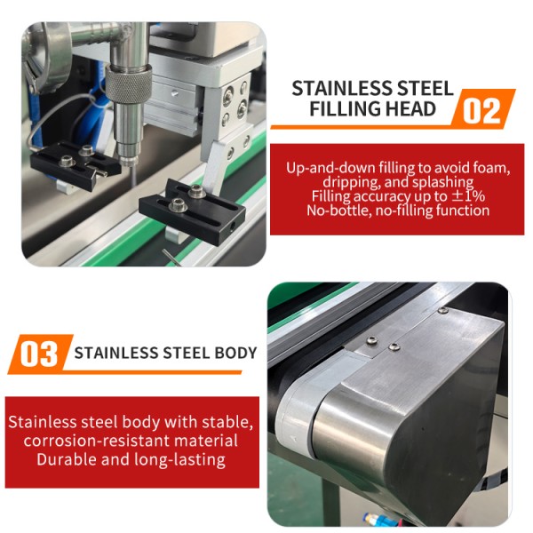 Single-head servo filling machine close-up detail