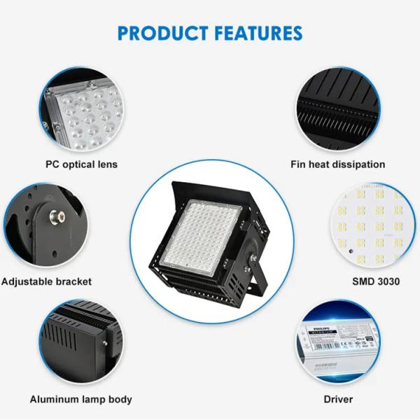 IP65 Waterproof LED Stadium Lighting with 50000 Hours Lifespan and SMD3030 LED for Sports Flood Lights
