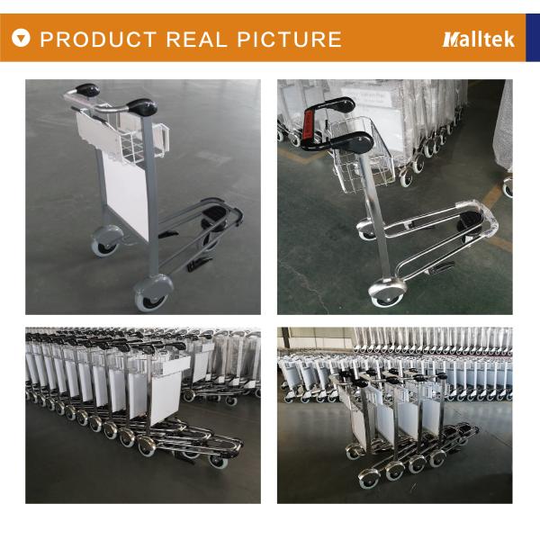 Stainless Steel Airport Luggage Trolley With Handle Brake