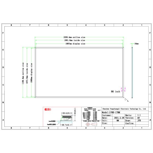 YCLTOUCH 86 Inch Infrared Multi IR Touch Screen Frame With 20 Touch Points