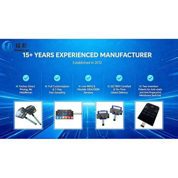 Professional membrane switch panel manufacturing facility with 15 years of experience