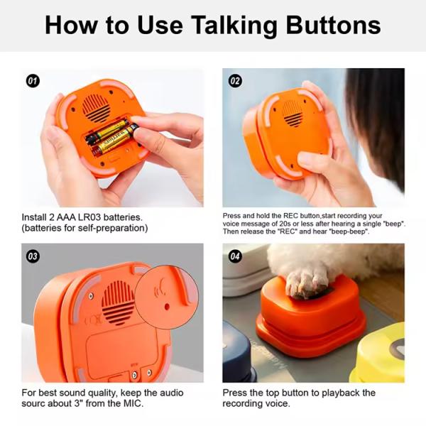 Customized Dog Communication Buttons Square Voice Recording Buttons For Dogs