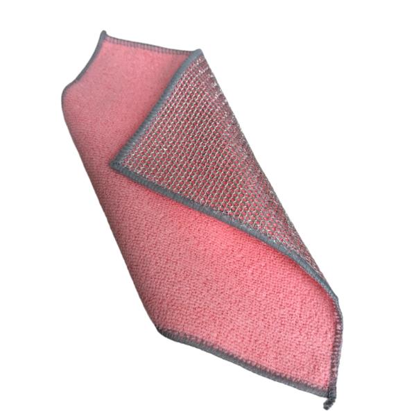 Dual-Sided Dishcloth with Steel Wire and Non-Stick Polyester