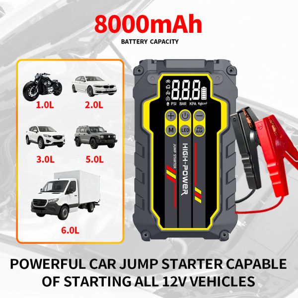 Emergency Car 12 Volt Battery Jump Starter With Air Pump Compressor 150PSI Tire Inflator Jump Starter Booster Pack