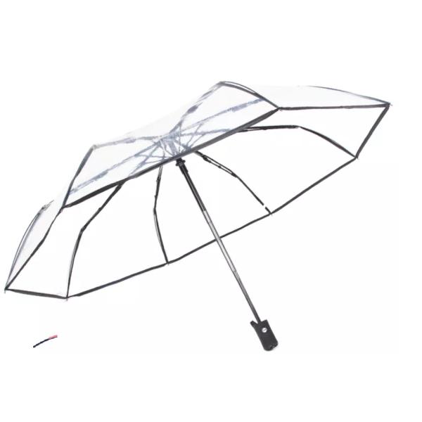 Conveniently Compact Transparent Three-fold Umbrella Fits In A Bag
