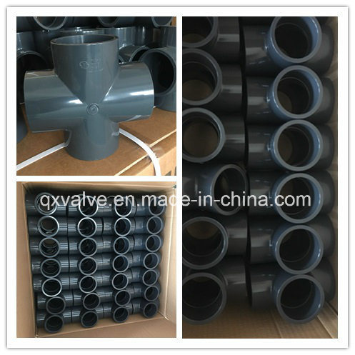 SCH80 UPVC Cross Tee with Socket Wall Thickness Round Head Code Size From 1/2" to 6