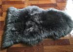 Long Wool Real Sheepskin Rug Grey Dyed Anti Slip For Living Room Baby Play
