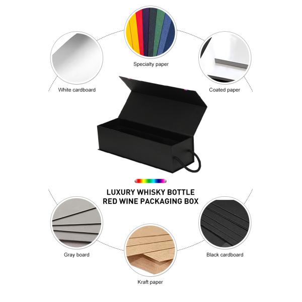 Lightweight Hard Cardboard Magnetic Wine Gift Box Customized With Handle