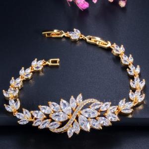 Buy cheap Cubic Zirconia Tennis Bracelets For Women Iced Out Chain Gold Color Bracelet Woman Zircon Flower CZ Bangle Jewelry product