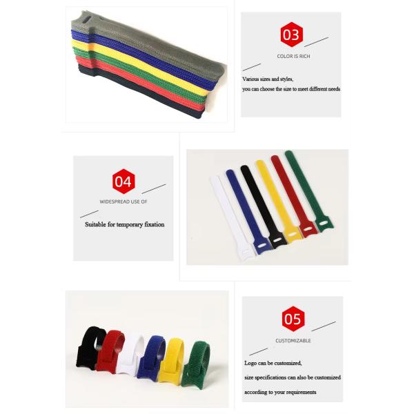 Customized Hook And Loop Cable Ties Self Locking Reusable Velcro Cable Ties Adjustable