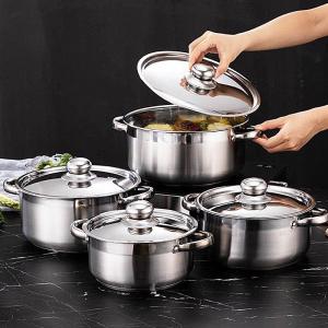 China Hot Sale 8 Piece Royal Kitchen Cookware Soup Pot Set Stainless Steel Pot Cooking Cookware Set on sale