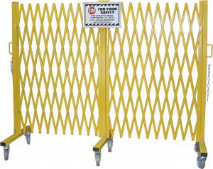 Buy cheap Yellow Folding Barrier Gate Accordion Safety Barriers Max Opening 20’ X 52 ½” High product