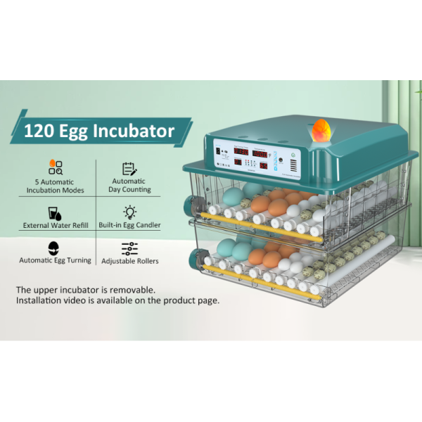 Bagease Incubators For Hatching Eggs 120, Chicken Egg Incubator With Automatic Egg Turning And Humidity Display, Temperature Control With 5 Automatic