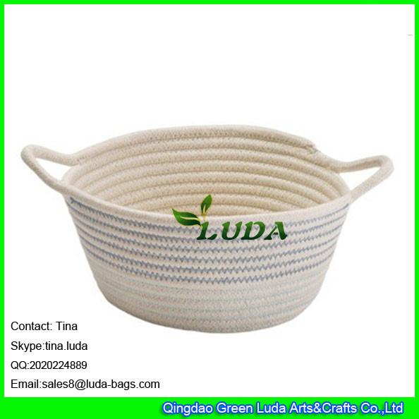 Quality LUDA 2016 new bag striped collapsible cotton rope bag storage baskets for sale