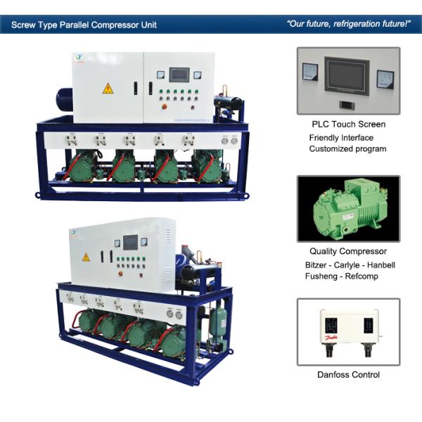 Cattle Meat Cooling Condensing Units Parallel Compressor Racks