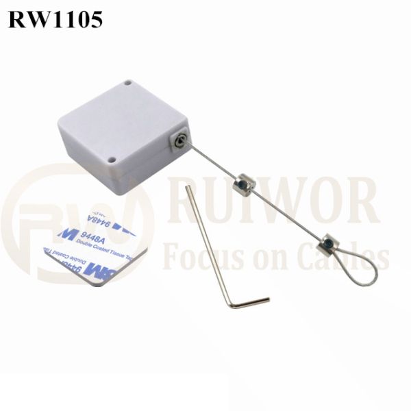 RW1105 Square Retail Security Tether Plus Adjustalbe Lasso Loop By Small Lock And Allen Key For Jewelry Security Display