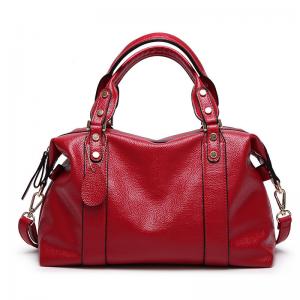 Buy cheap Red Ladies Real Leather Handbags 38*29*13 Cm Adjustable Shoulder Strap product