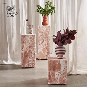 Buy cheap Solid Natural Stone Display Stand Marble Side Table Pink Color Living Room Luxury Furniture European Style product