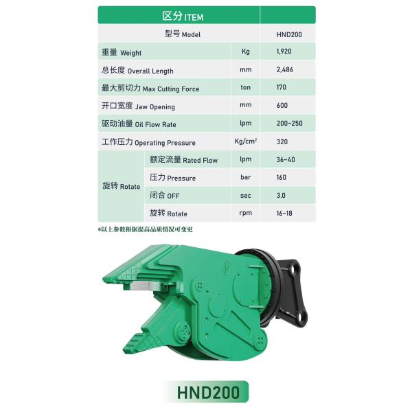 Hituf Mini Excavator Hydraulic Shear Grapple 1500T Cutting Force