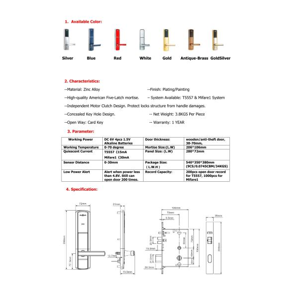 rfid hotel door locks card key door locks