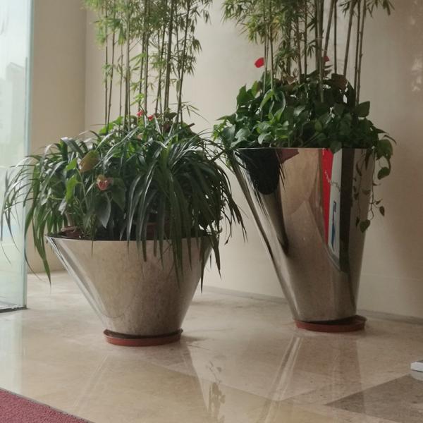 65cm Tall Diagonal Circular Cone Stainless Planter Outdoor Decoration