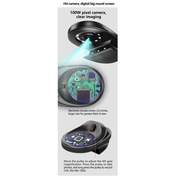 20X Magnification Digital Microscope with 2.8 Inch Color Screen and Fixed Focus Design - Portable Handheld Magnifier