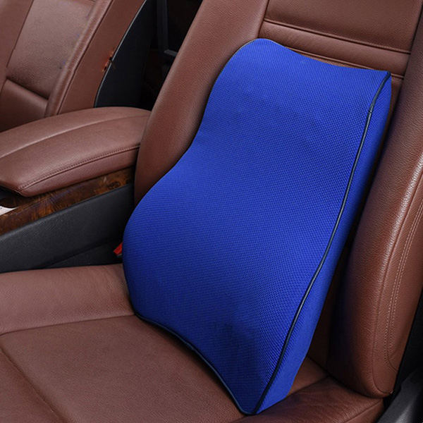 Soft Back Massage Memory Foam Cushion Pads Lumbar Support Linen Cover