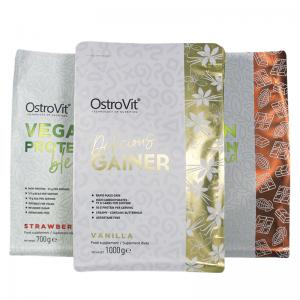 Buy cheap Custom Flat Bottom Bag Vegan Protein Powder Heat Seal Stand Up Pouches product