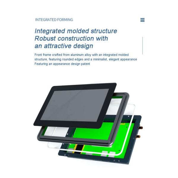Square Mounted Industrial Computer Panel PC 12.1 Inch LCD Capacitive TouchScreen LCD Display Supports Android Google Play System HMI Vehicle