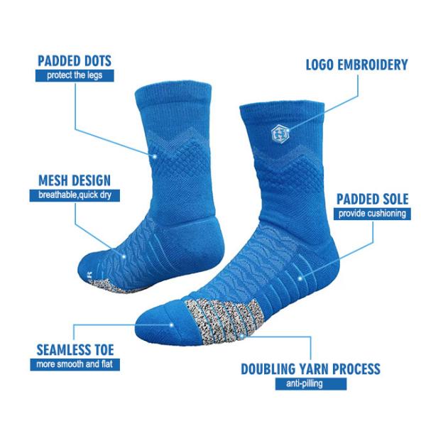 Custom Embroidery Cushioned Basketball Socks Thick Terry Performance Sports Socks