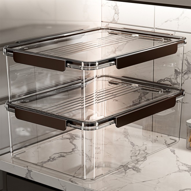 Crisper Modern Square Food Grade Refrigerator Storage Box PC Storing Kitchen Vegetables Fruits Frozen Foods Bento Sealed