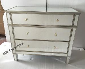 Buy cheap 3 Drawers Silver Mirrored Nightstand , Bedroom Mirrored Glass Bedside Table product