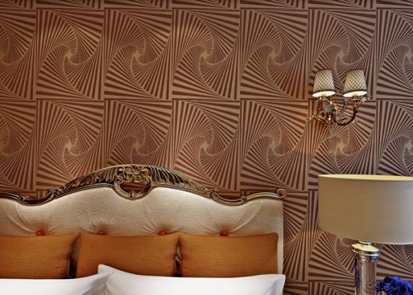 Quality Non - Woven Brown Moistureproof Modern Removable Wallpaper With Dropping Beads for sale