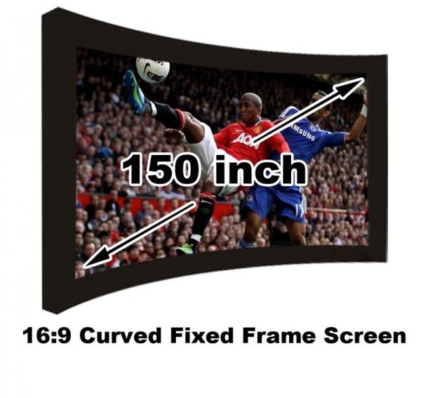 Quality On Sale Curved Fixed Frame 16:9 Projection Screen 150 Inch For 3D Home Cinema Theater for sale