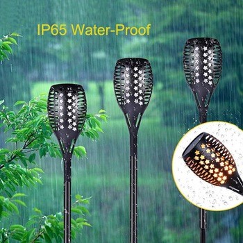 Black 1W LED Flickering Flame Solar Lights For Park Decoration Automatic On Dusk