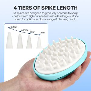 Blue Easy Clean Scalp Massager With 3 Interchangeable Scrubbers