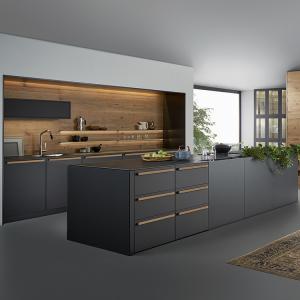 Buy cheap Modern Matte Acrylic Kitchen Cabinets Luxury Black Melamine Kitchen Wall Cupboards product