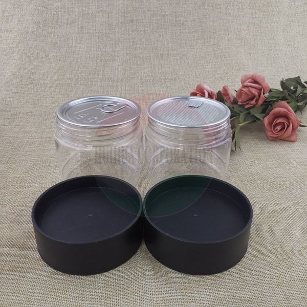 Black Lid Plastic Jars PET Material Transparent Storage Cans Food Packaging And Sub-Packaging For Storage Boxes