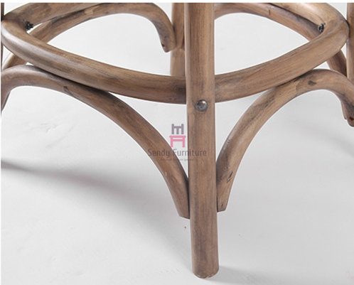 French Style Solid Wood Restaurant Bar Stools Rustic Rattan Seater X Shape Back